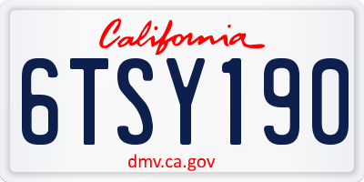 CA license plate 6TSY190