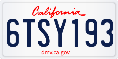 CA license plate 6TSY193