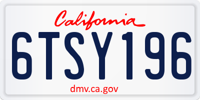 CA license plate 6TSY196