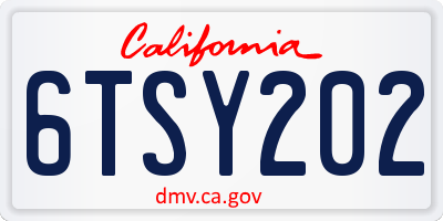 CA license plate 6TSY202