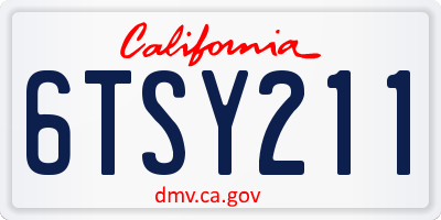 CA license plate 6TSY211