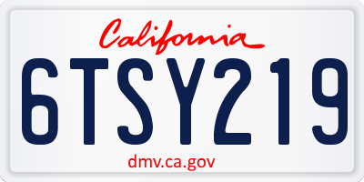 CA license plate 6TSY219