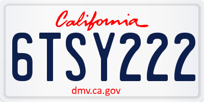 CA license plate 6TSY222