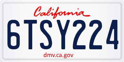 CA license plate 6TSY224