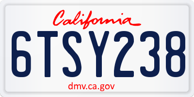 CA license plate 6TSY238