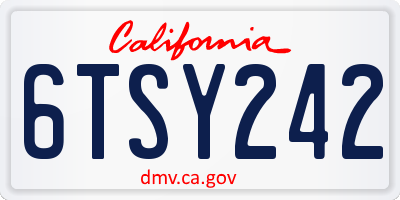 CA license plate 6TSY242