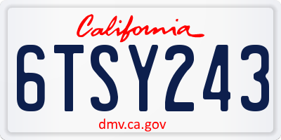 CA license plate 6TSY243