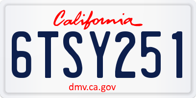 CA license plate 6TSY251