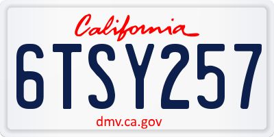 CA license plate 6TSY257