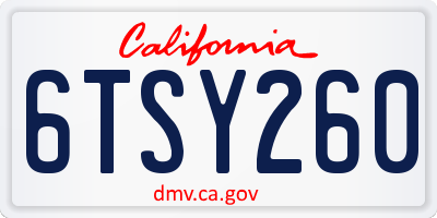 CA license plate 6TSY260