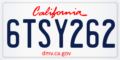 CA license plate 6TSY262