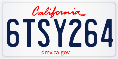 CA license plate 6TSY264