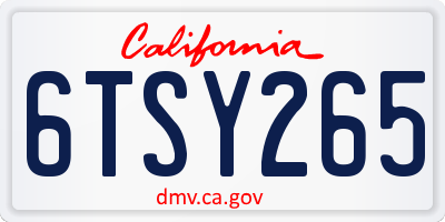 CA license plate 6TSY265