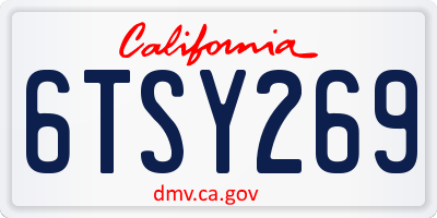 CA license plate 6TSY269