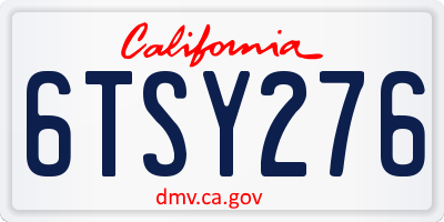 CA license plate 6TSY276