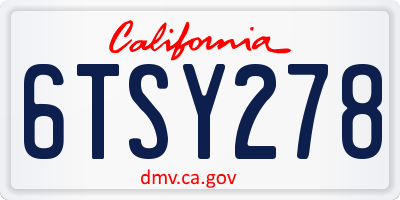 CA license plate 6TSY278