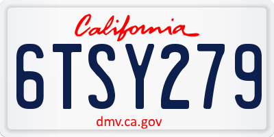 CA license plate 6TSY279