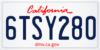 CA license plate 6TSY280