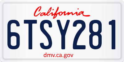 CA license plate 6TSY281