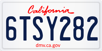 CA license plate 6TSY282