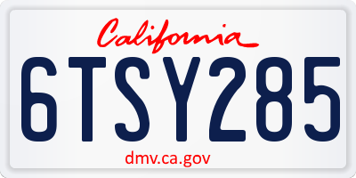 CA license plate 6TSY285