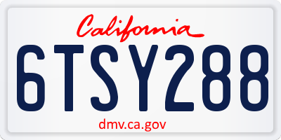 CA license plate 6TSY288