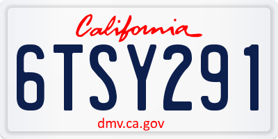 CA license plate 6TSY291