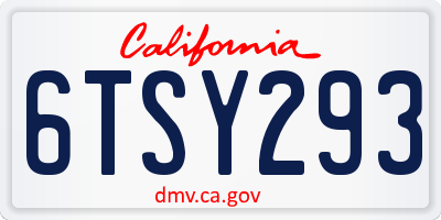 CA license plate 6TSY293