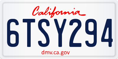 CA license plate 6TSY294