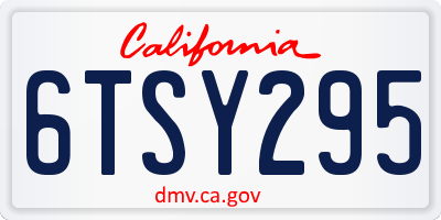 CA license plate 6TSY295