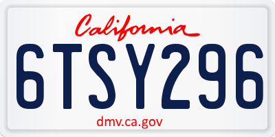 CA license plate 6TSY296