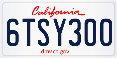 CA license plate 6TSY300