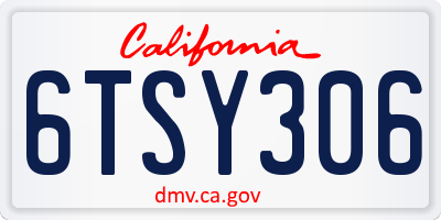 CA license plate 6TSY306