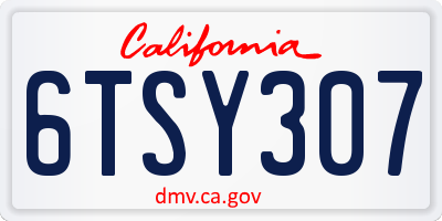 CA license plate 6TSY307