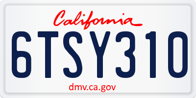 CA license plate 6TSY310