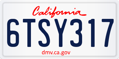 CA license plate 6TSY317
