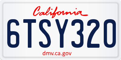 CA license plate 6TSY320