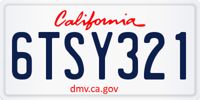 CA license plate 6TSY321