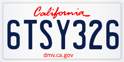 CA license plate 6TSY326