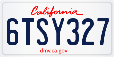 CA license plate 6TSY327
