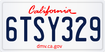 CA license plate 6TSY329