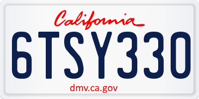 CA license plate 6TSY330