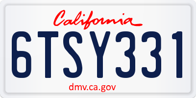 CA license plate 6TSY331