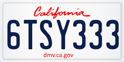 CA license plate 6TSY333