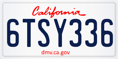 CA license plate 6TSY336