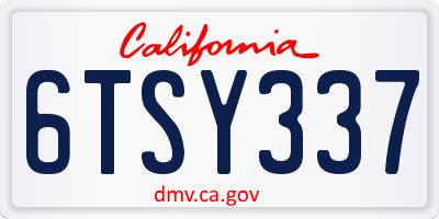 CA license plate 6TSY337
