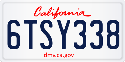 CA license plate 6TSY338