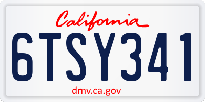 CA license plate 6TSY341