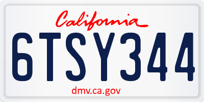 CA license plate 6TSY344