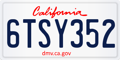 CA license plate 6TSY352